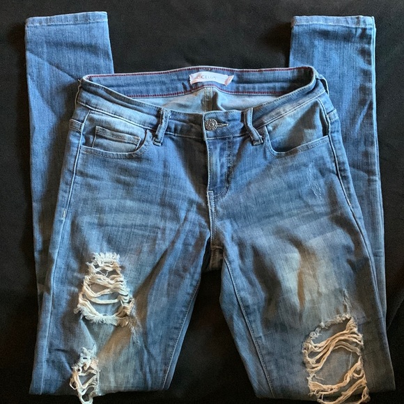 Cello Distressed Skinny Stretch Jeans — 1 - Picture 2 of 7